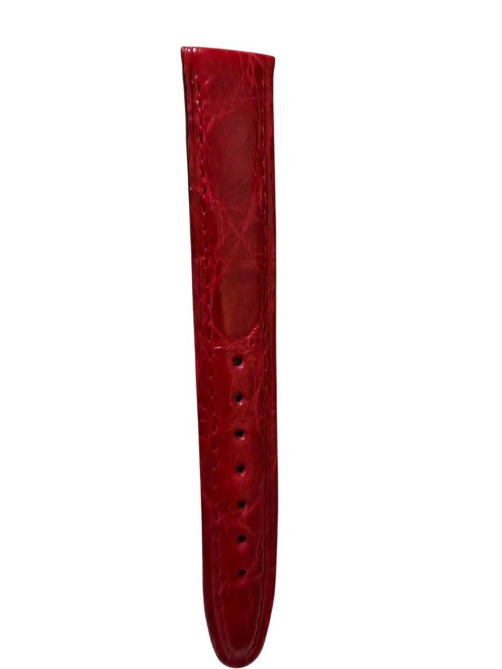 Vintage Genuine Leather Red Watch Strap 11/16" Gold Buckle Italy Signed - Picture 4 of 7
